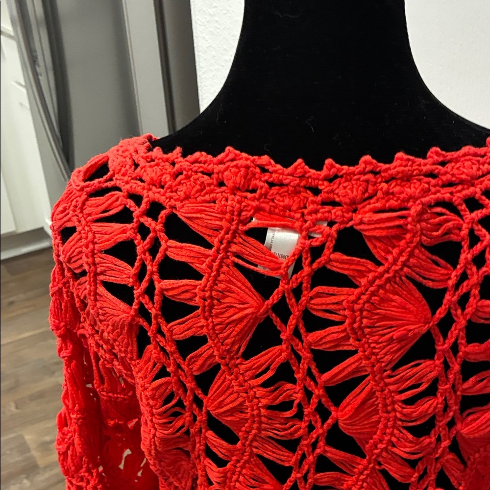 Chico's Red Crochet Sweater - Picture 4 of 4